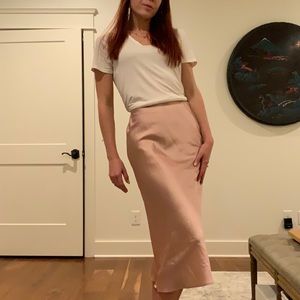Blush Midi Satin Skirt